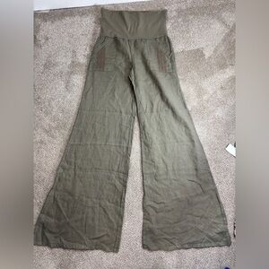 Yogi Clothing Maternity Yoga Lightweight Wide Leg Cotton Embroidered Pants Large